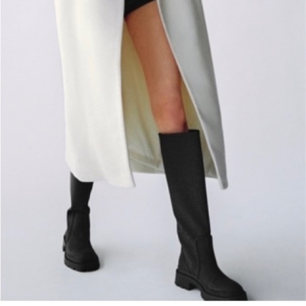NEW Zara Rubberized Lug Sole Knee High Boots | Blog Fav |Colour Black Size 38